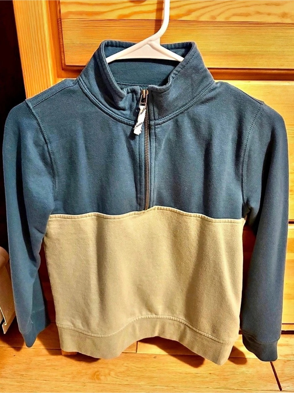 Crewcuts Colorblock Half-Zip Sweatshirt Boys Blue & Green - Medium